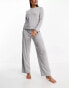 Фото #4 товара ASOS DESIGN mix & match cotton long sleeve henley pyjama top in grey marl