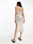 Фото #3 товара ASOS DESIGN knitted crochet midi dress in open stitch in stone