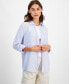 ფოტო #3 პროდუქტის Women's Double-Crepe Button-Down Roll-Tab-Sleeve Shirt