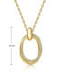 Фото #3 товара 14k Gold Plated Sterling Silver with Cubic Zirconia Double Entwined Oval Eternity Circle Pendant Necklace