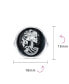 Фото #3 товара Cool Black White Round Bezel Female Lolita Skelton Cameo Ring For Women Biker Jewelry Punk Rock .925 Sterling Silver