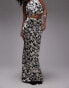 Topshop co-ord satin maxi skirt in mono floral