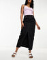 New Look split front denim maxi skirt in black wash