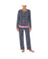 Фото #1 товара Women's 2-Pc. Printed Long-Sleeve Pajamas Set