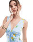 ASOS DESIGN satin v neck mini slip dress with underbust tie detail in lemon print Zitronenmuster, 40 - фото #3