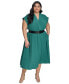 ფოტო #1 პროდუქტის Plus Size Belted A-Line Dress