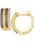 ფოტო #2 პროდუქტის Chocolate Diamond & Nude Diamond Multirow Small Hoop Earrings (1-1/4 ct. t.w.) in 14k Gold, 0.7" (Also Available in Rose Gold)
