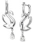 Silver-Tone Blue & White Crystal Iconic Swan Drop Earrings