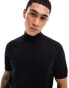 Фото #1 товара ASOS DESIGN lightweight knitted cotton turtle neck t-shirt in black