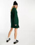 Brave Soul ribbed polo collar knitted midi dress in forest green