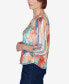 ფოტო #4 პროდუქტის Sedona Sky Women's Spliced Floral Brushstroke Stripes Top