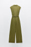 LINEN BLEND KNOTTED WIDE-LEG JUMPSUIT