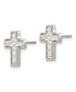 Stainless Steel Brushed Polished and Textured Cross Earrings