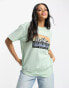 Napapijri Hello chest print boyfriend fit t-shirt in green Exclusive at ASOS