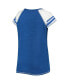 ფოტო #4 პროდუქტის Women's Royal Toronto Blue Jays Curvy Colorblock Tri-Blend Raglan V-Neck T-shirt