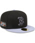 Фото #1 товара Men's Black Boston Red Sox Side Patch 59FIFTY Fitted Hat