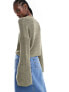 Noisy May lightweight knitted crew neck jumper in olive