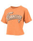 Фото #1 товара Women's Tennessee Orange Distressed Tennessee Volunteers Team Script Harlow Vintage-Like Waist Length T-shirt
