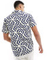 Another Influence beach shirt co ord in navy geo print