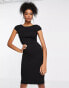 Фото #1 товара Closet London puff shoulder pencil dress with bodice detail in black