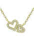 Cubic Zirconia Double Heart Pendant Necklace, 16" + 2" extender, Created for Macy's