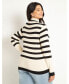 ფოტო #3 პროდუქტის Plus Size Striped Mock Neck Sweater