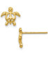 ფოტო #1 პროდუქტის Peace Sign Sea Turtle Stud Earrings in 14k Gold