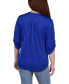 ფოტო #2 პროდუქტის Petite 3/4 Roll Tab Zip Front Jacquard Knit Top