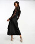 Y.A.S hybrid high neck lace top and satin slip dress in black