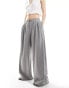 Фото #1 товара Bershka minimal waistband wide leg tailored trousers co-ord in grey