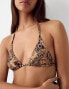 Bershka triangle bikini top co-ord in leopard print