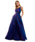 ფოტო #5 პროდუქტის Juniors' Strappy-Back Glitter-Finish Gown, Created for Macy's