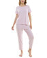 ფოტო #1 პროდუქტის Women's 2-Pc. Cropped Pointelle Pajamas Set
