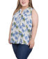 Plus Size Sleeveless Pintucked Blouse