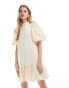 Фото #4 товара Ghospell textured puff sleeve mini dress in ivory