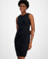 Women's Round-Neck Side-Pleat Dress