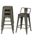 Set of 4 Low Back Metal Counter Stool 24'' Seat Height