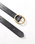 Levi's high-low leather belt with gold buckle in black