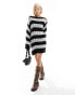 Reclaimed Vintage knitted midi laddered dress in stripe