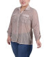 ფოტო #3 პროდუქტის Plus Size Long Roll Tab Sleeve Burnout Knit Top