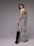 Topshop premium square neck wrap midi slip in sketch print 34 - фото #5