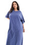 Фото #2 товара ASOS DESIGN Curve oversized midaxi t-shirt dress in blue denim wash