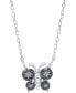 Rainbow Quartz (3/8 ct. t.w.) & Lab-Grown White Sapphire (1/20 ct. t.w.) Butterfly 18" Pendant Necklace in Sterling Silver