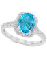 ფოტო #3 პროდუქტის Swiss Blue Topaz (2-1/8 ct. t.w.) & Diamond (1/2 ct. t.w.) Halo Bridal Set in 14k White Gold