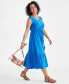 ფოტო #2 პროდუქტის Women's Cotton Gauze V-Neck Midi Dress, Created for Macy's