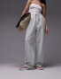 Фото #2 товара Topshop pull on towelling stripe wide leg trouser in white