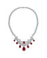 Estate Jewelry Art Deco Style Baguette CZ Red Large Dangling Teardrops Bib Statement Collar Necklace For Women