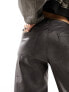 Фото #7 товара ONLY faux leather wide fit trouser in washed black