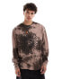 Фото #1 товара COLLUSION Long sleeve skater fit t-shirt with print and brown tie dye