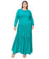 Фото #1 товара Plus Size Tiered Maxi Dress with Long Sleeves